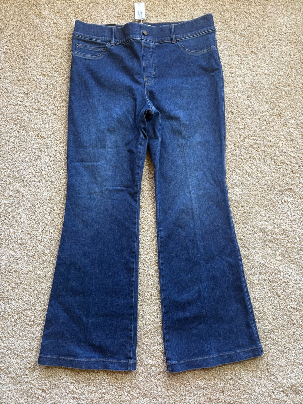 Spanx Flare Jeans Authentic Blue Womens Size 2X Tall 2T Pull On Denim NWT 21164R